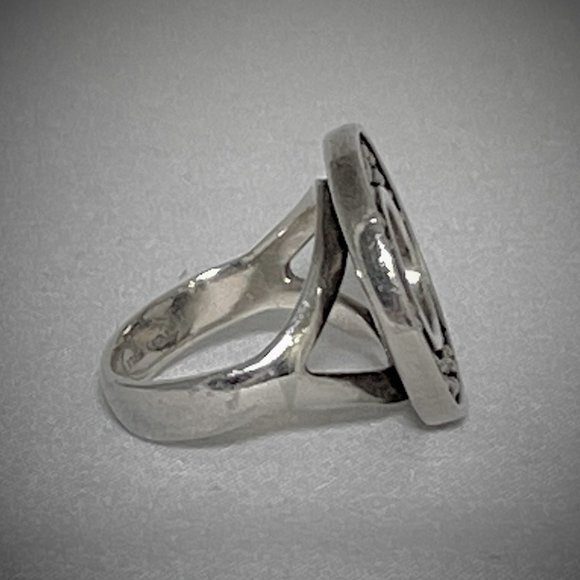 Sterling Silver Ring, Oxidized Ctr/Silver Pebbles - Picture 3 of 4